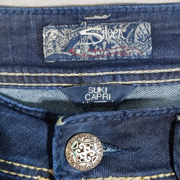 Silver Jeans Suki Capri women's size 29 ink blue straight leg - Picture 6 of 15